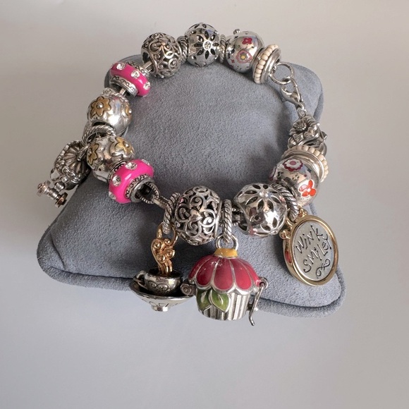 Brighton Silver Pink Charm Bracelet
